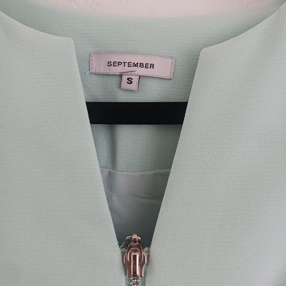 September shirt sleeve zipper down aqua green dress size S - Picture 4 of 6